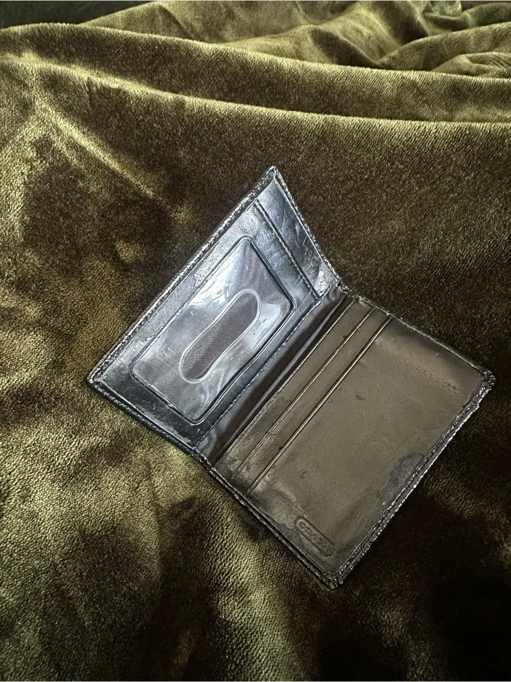 Coach Black Signature Canvas Card Holder with Leather Band